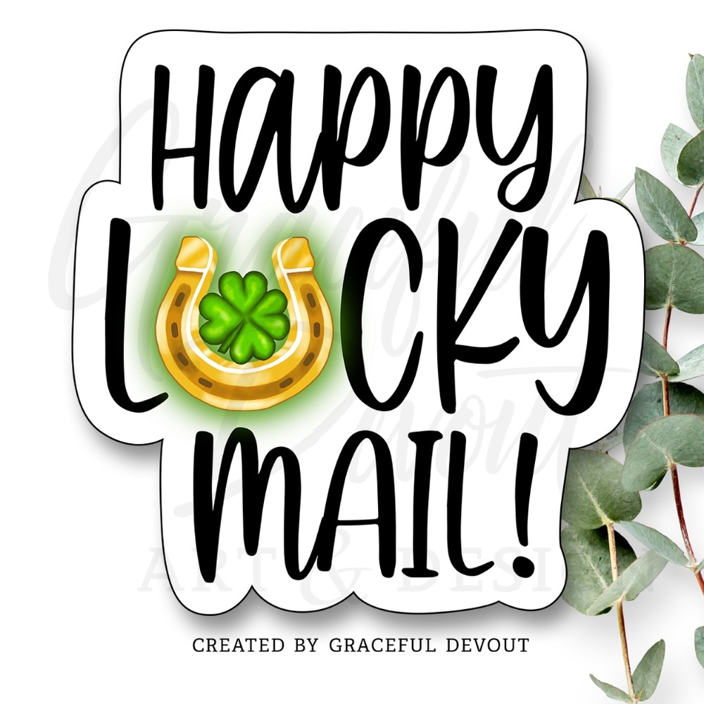 🍀Happy Lucky Mail - 2" (inches)  (96ct.) Stickers